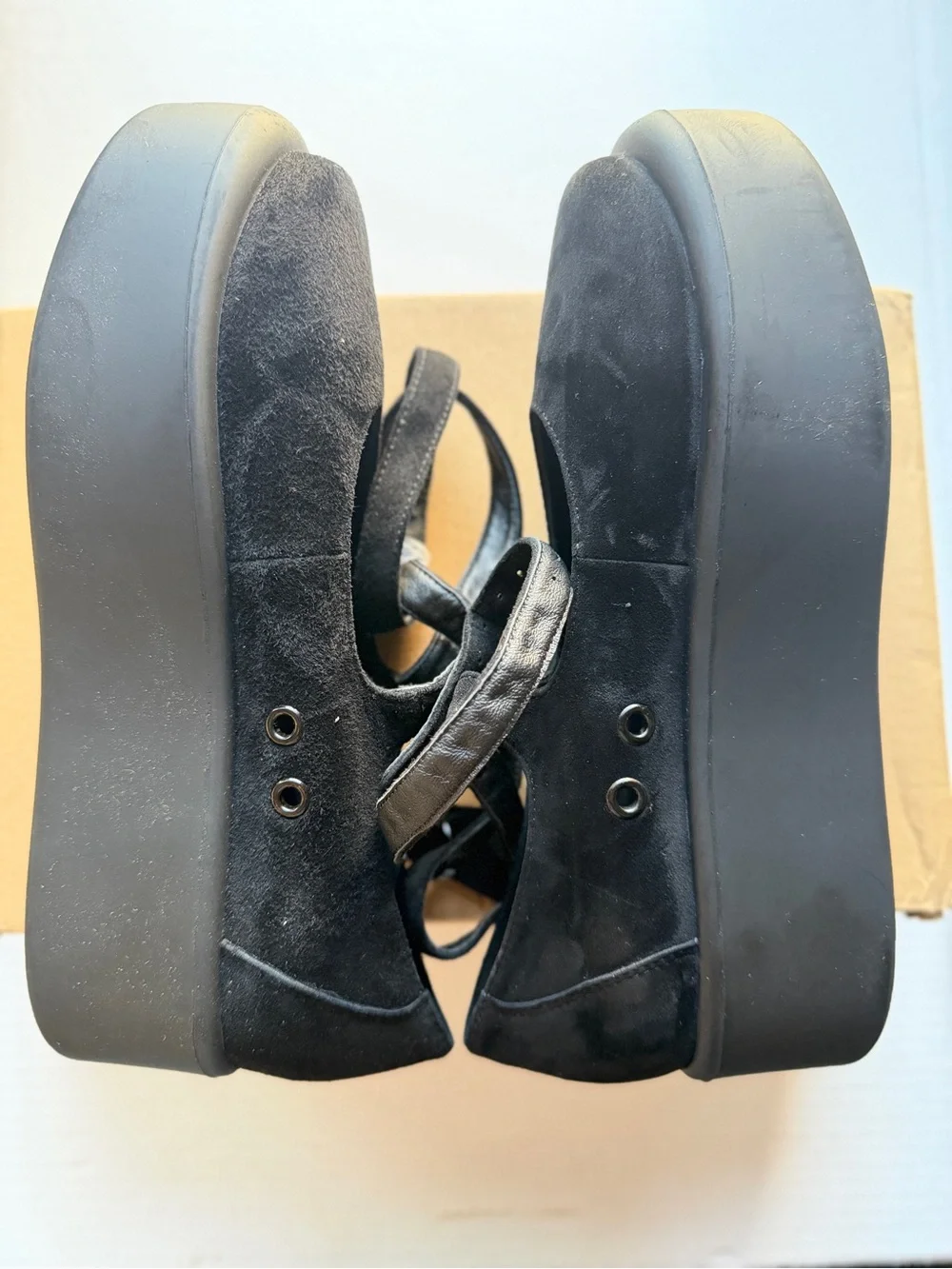 Berry Button Tokyo Bopper Black Ballerina Platform Black Sude Women's Shoes 7